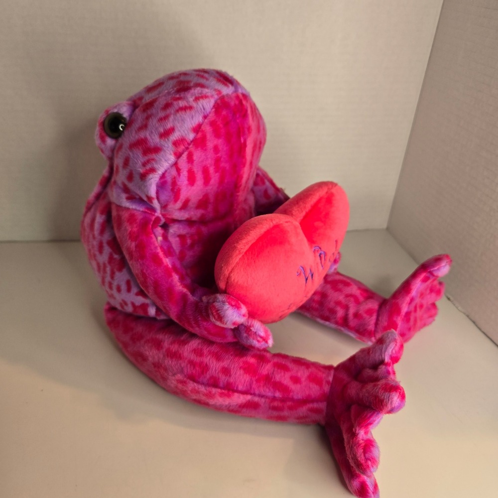 Vintage 2001 Commonwealth Leopard Frog Plush Stuffed Animal Pink Wild About You